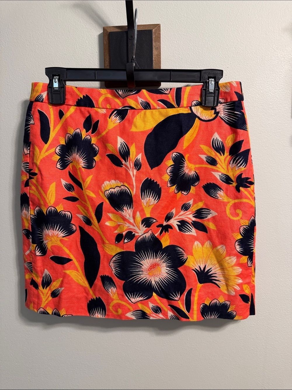 J Crew Floral Cotton Blend Mini Skirt in Coral and Navy